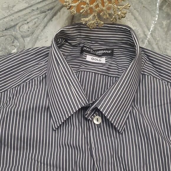 DOLCE GABANA men's EMBROIDERY STRIPPED DRESS SHIRT Medium - Picture 3 of 5